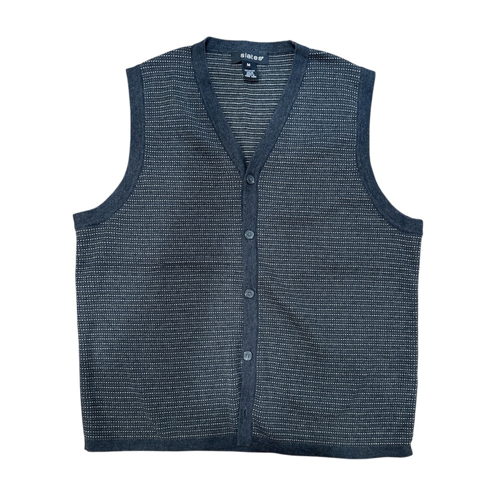 Slates Unisex Charcoal Button-Up Sweater Vest